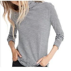 Madewell Whisper Cotton Turtleneck in navy stripe